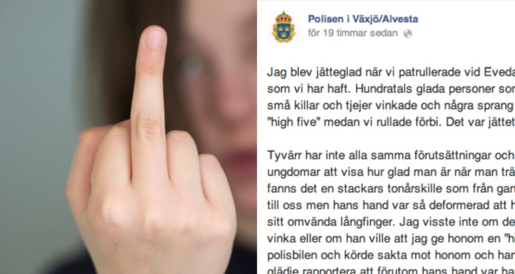 långfinger, Polisen, Facebook